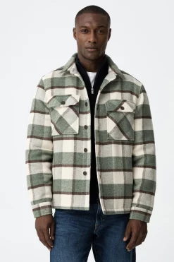 Abrigo de cuadros con lana