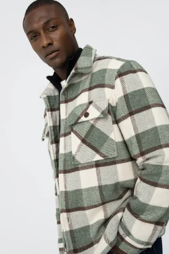 Abrigo de cuadros con lana