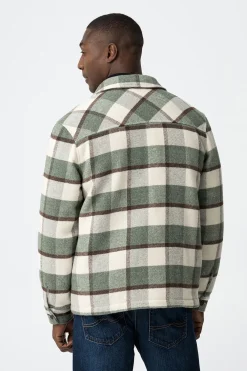 Abrigo de cuadros con lana