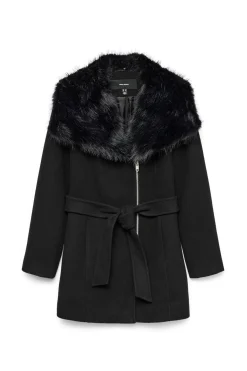 Abrigo de pa&ntilde;o cuello de pelo