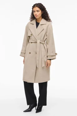 Abrigo de pa&ntilde;o largo anudado