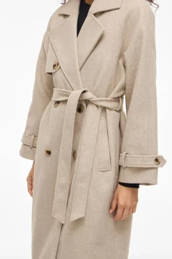 Abrigo de pa&ntilde;o largo anudado