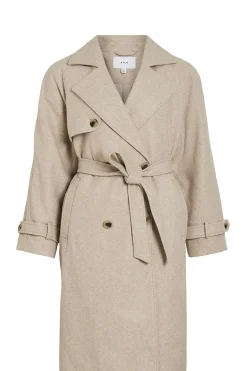 Abrigo de pa&ntilde;o largo anudado