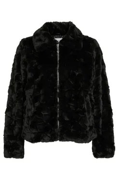 Abrigo efecto pelo con cremallera