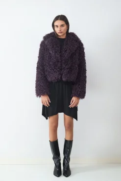 Abrigo efecto pelo solapa