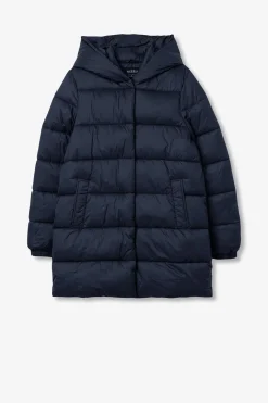 Abrigo Largo de Nailon Acolchado