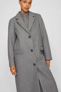 Abrigo largo de paño con solapas