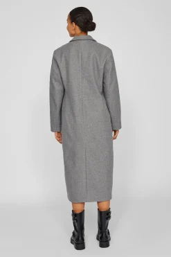 Abrigo largo de paño con solapas
