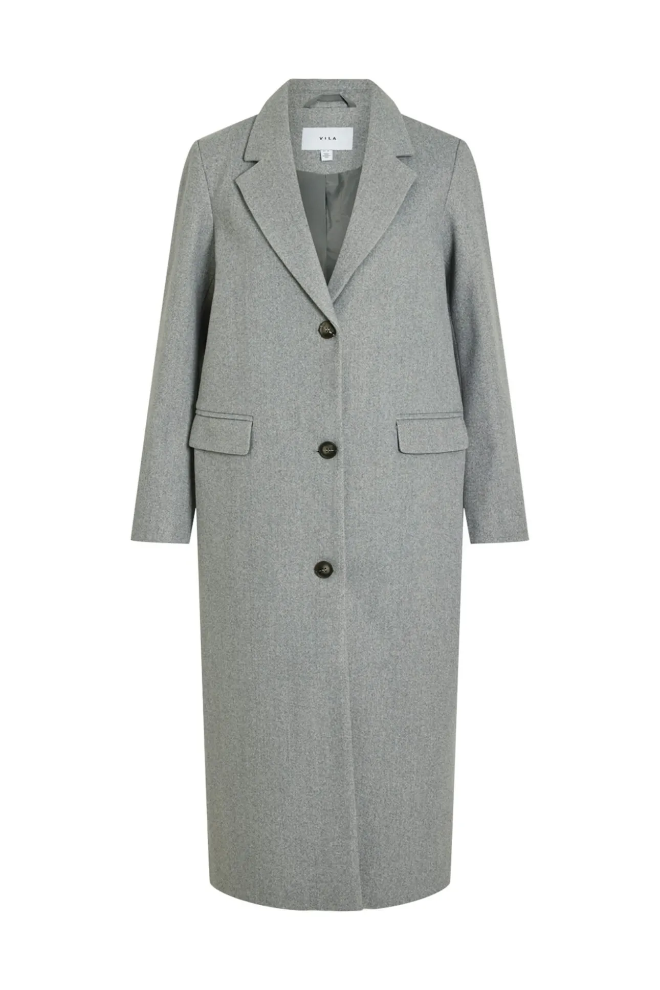 Abrigo largo de paño con solapas