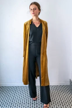 Abrigo midi cuello mao