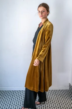 Abrigo midi cuello mao