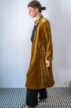 Abrigo midi cuello mao