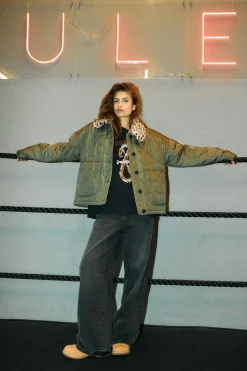 abrigo quilted animal print