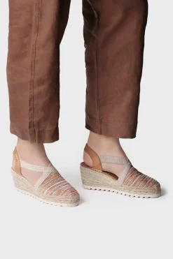 Alpargata de cu&ntilde;a media en rafia multicolor