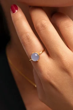 Anillo Celebrate Azul Ba&ntilde;o Oro