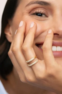 Anillo Doble Scarlett Ba&ntilde;o Oro