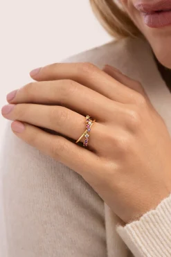 Anillo Estelar Cross Ba&ntilde;o oro