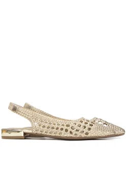 Bailarina rejilla trenzada tac&oacute;n bajo