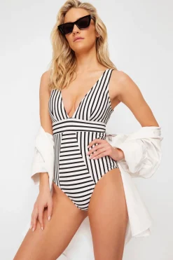 Ba&ntilde;ador de rayas escote en V