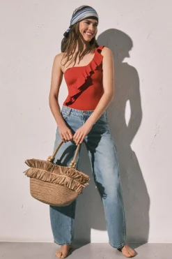 Ba&ntilde;ador moldeador volante asim&eacute;trico naranja