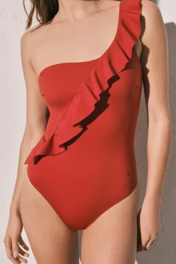 Ba&ntilde;ador moldeador volante asim&eacute;trico naranja