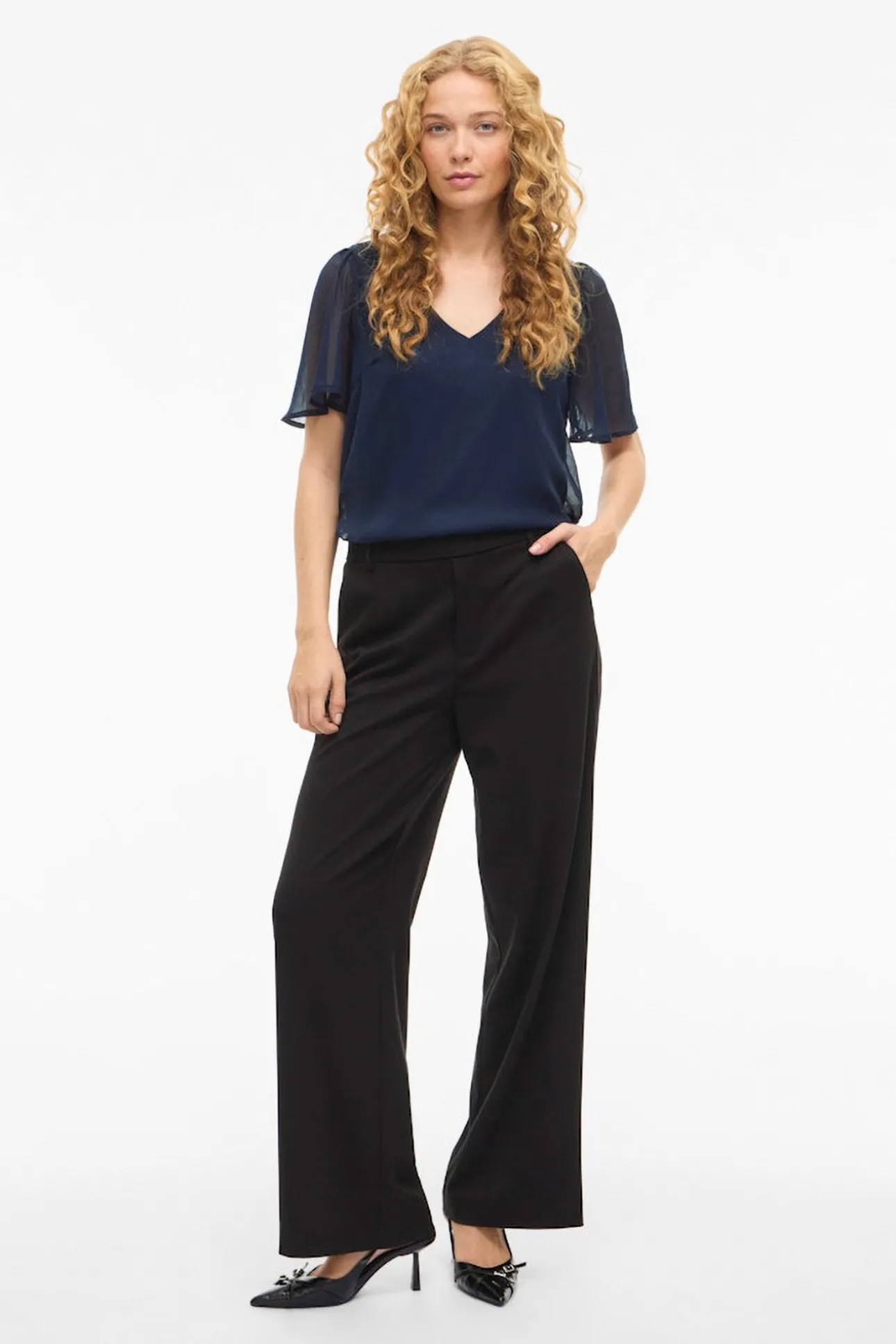 Blusa de manga corta de gasa