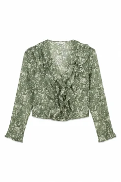 Blusa gasa volantes estampada