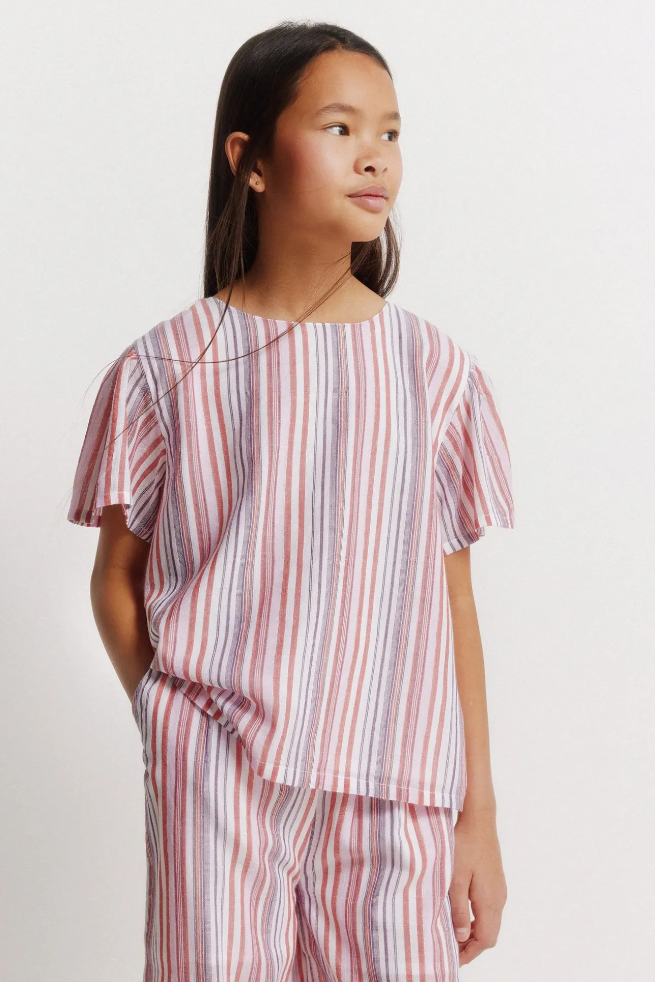 Blusa manga corta rayas lurex ni&ntilde;a