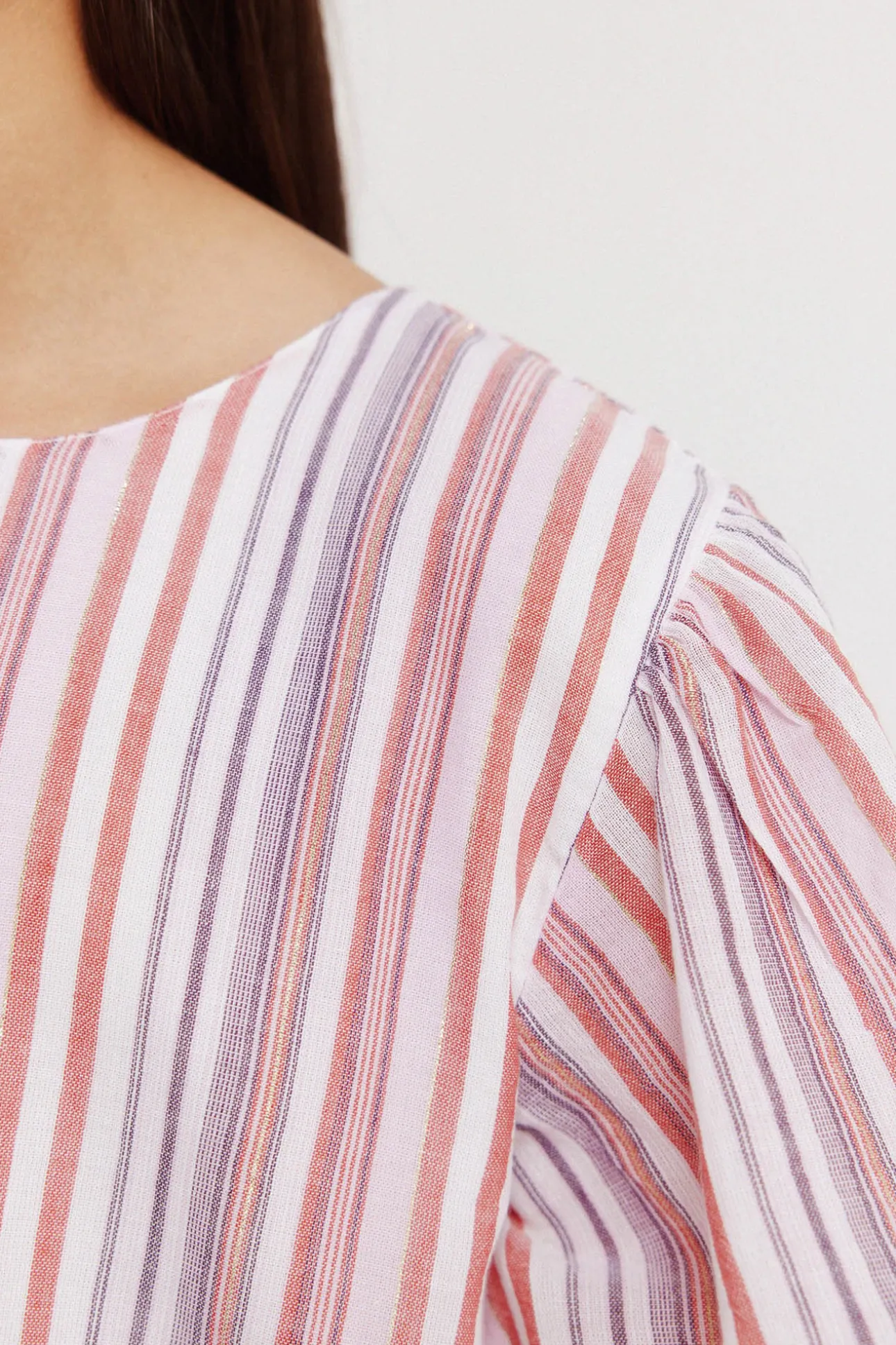 Blusa manga corta rayas lurex ni&ntilde;a