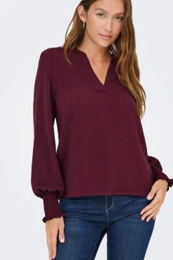 Blusa manga larga frunces