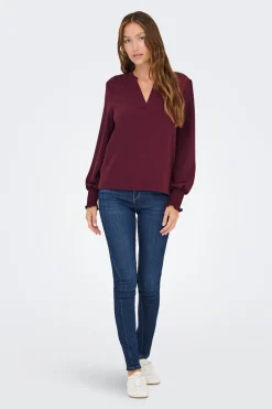 Blusa manga larga frunces