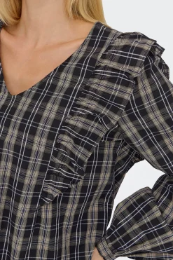 Blusa manga larga volantes