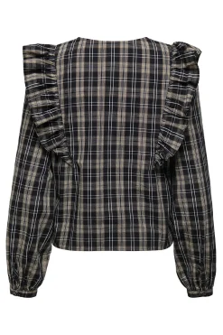 Blusa manga larga volantes