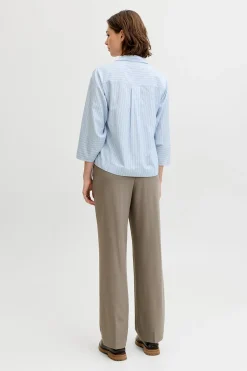 Blusa popel&iacute;n manga larga