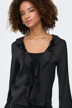 Blusa satinada con volante