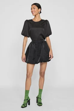 Blusa satinada manga globo