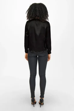 Blusa satinada manga larga