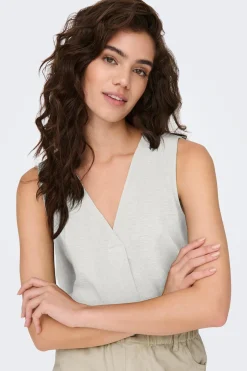 Blusa sin mangas pliegue frontal