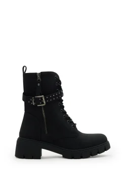 Botines con cordones y cremallera