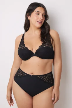 Braga alta microfibra y encaje negro