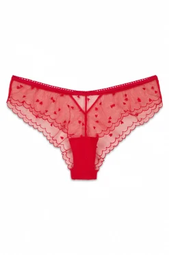 Braga ancha brasile&ntilde;a tul bordado rojo