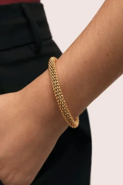 Brazalete Disco Acero Baño Oro