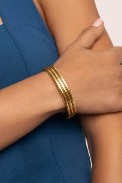 Brazalete Maxi Line Acero Baño Oro