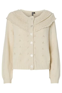 C&aacute;rdigan de punto fino con volantes y detalle calado