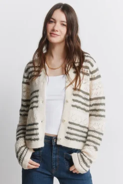 Cárdigan pointelle de rayas