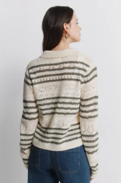 C&aacute;rdigan pointelle de rayas