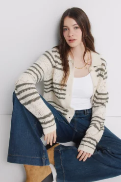 C&aacute;rdigan pointelle de rayas