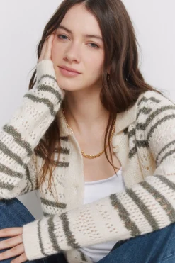 C&aacute;rdigan pointelle de rayas