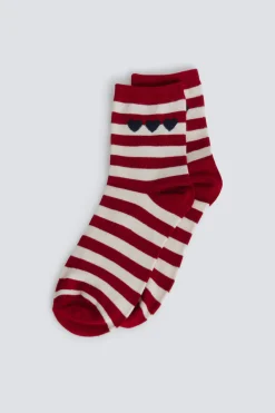 Calcet&iacute;n largo de rayas corazones
