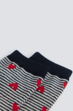 Calcet&iacute;n largo rayas con corazones